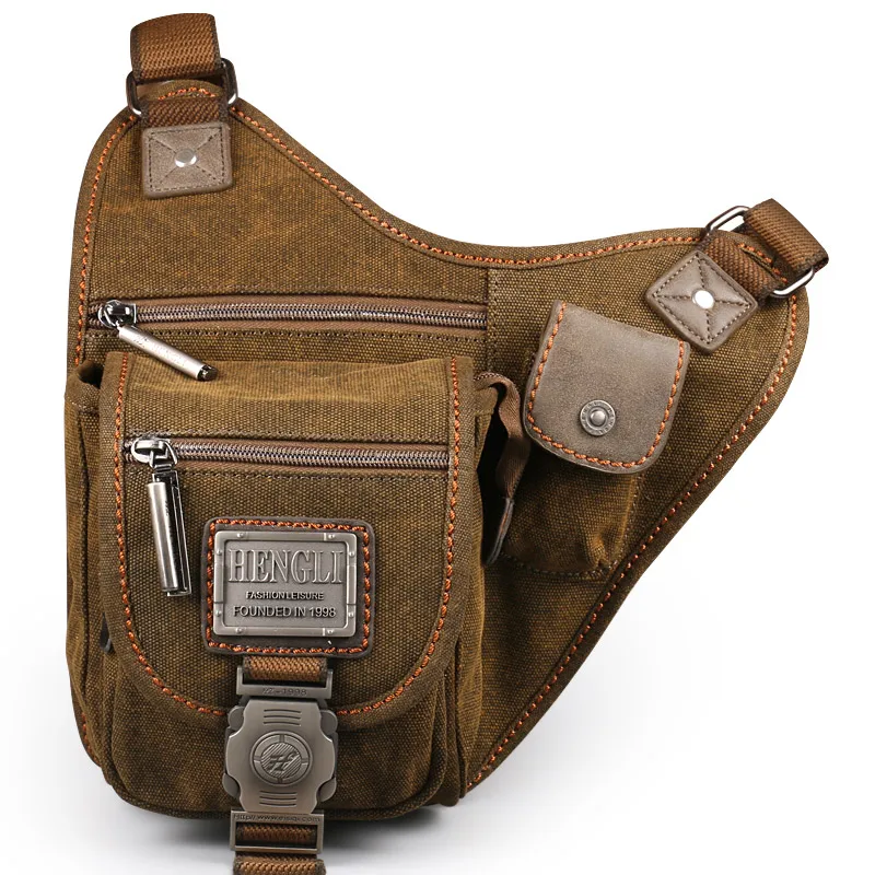 Ruil Retro Canvas Schoudertas Taille Dij Drop Leg Tassen Mannen Leisure Zakken Reizen Vintage Pakket Riding Messenger Bag