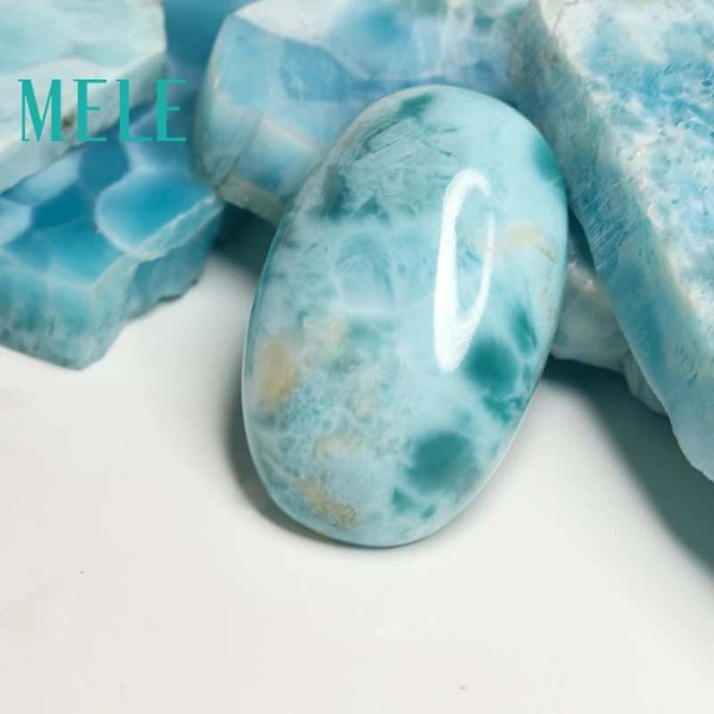 Natural blue larimar stone, oval 31.5mm*20mm,8.73 gram, beautiful blue color, rare collection, pure and clean