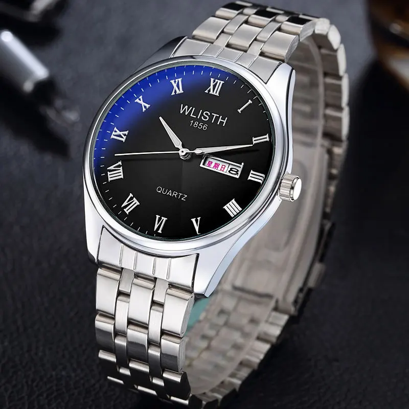 2019 Fashion Top Brand Classic Steel Leather Lovers Lady Men orologi Luxury Business Quartz Double Calendar Waterproof For Gift