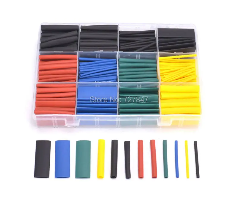 530pcs/set Heat Shrink Tubing Insulation Shrinkable Tube Assortment Electronic Polyolefin Ratio 2:1 Wrap Wire Cable for RC FPV