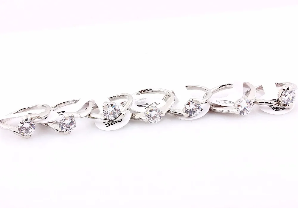 Wholesale Lots Job 20Pcs White Crystal Rhinestone Women Rings Engagement Wedding Party Gift Fashion Jewelry HOT