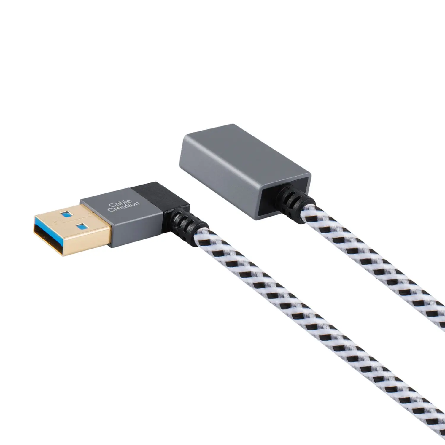 JORINDO-Cable de extensión USB 3,0, Cable extensor de ángulo recto USB 3,0 macho a hembra, Compatible con unidades de pulgar, aluminio oro rosa
