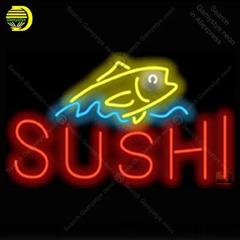 

Neon Sign for Sushi with Fish Neon Tube sign handcraft Commercial windows Neon Room Decor sign Decorate Beer pub room Letrero