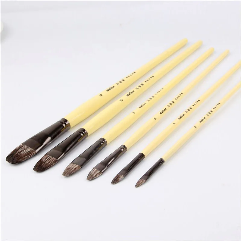 6pcs/Set weasel hair Row of pens tongue peak Paint Brushes Oil Paint Brush Water color brush Acrylic paint Art Supplies