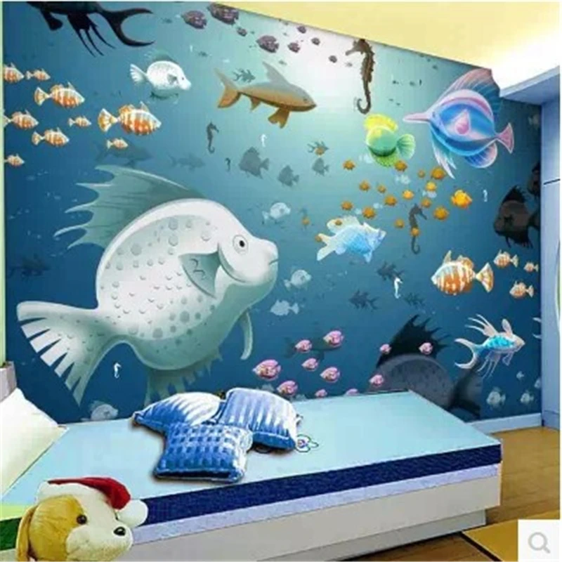 

beibehang papel de parede children living room sofa bedroom TV background custom wall background underwater world wallpaper