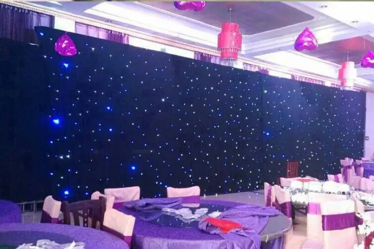 

High Quality Blue - White Colors Shiny LED Star Curtain Wedding Backdrop Decoration Cloth With DMX 512 Controller Any Size to Ch