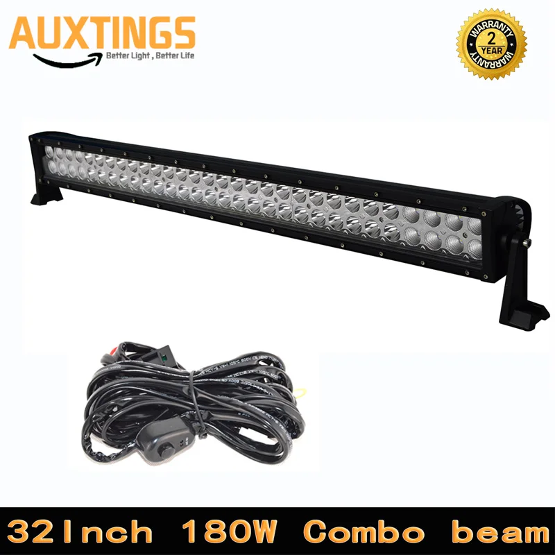 

FREE SHIPPING 32"INCH 180watt combo led light bar car with wiring kit double rows led light bar offroad for crane led 180W