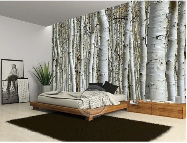 The custom 3D murals,the quiet birch woods  papel de parede,living room sofa TV wall bedroom wall paper