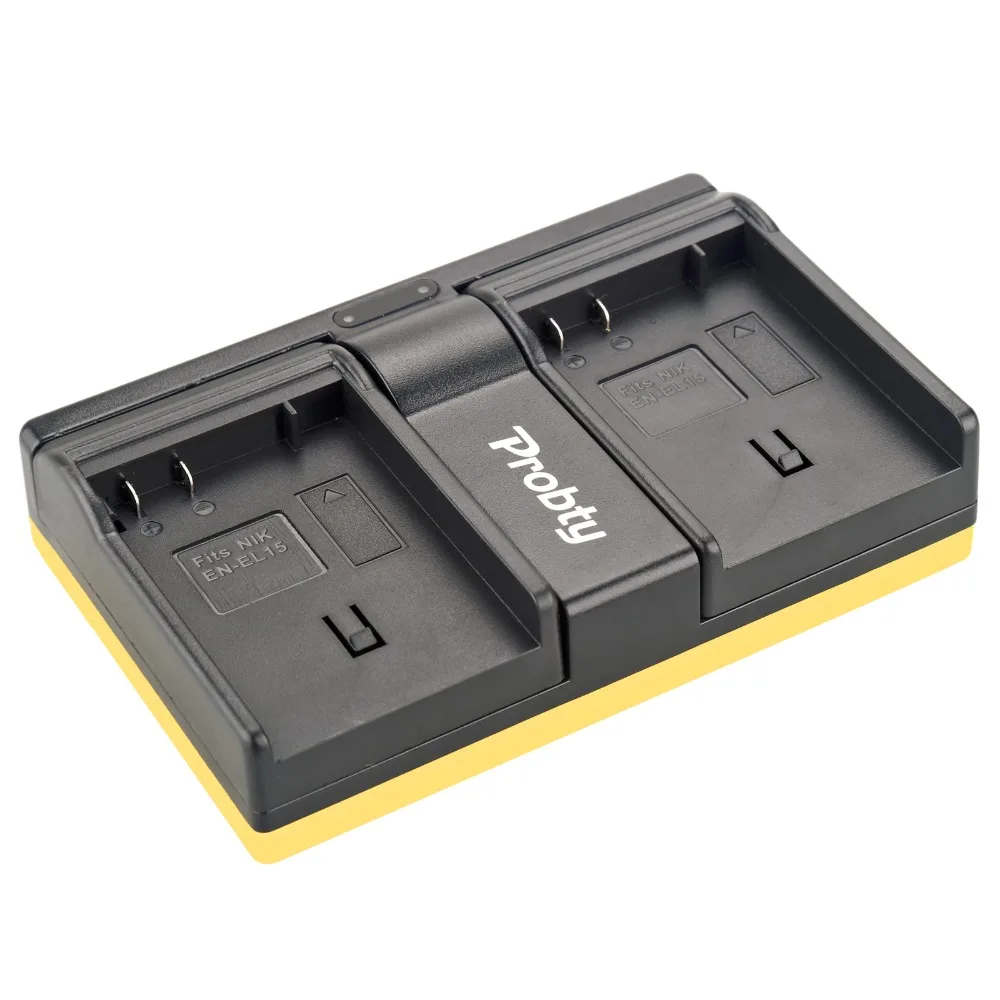Probty 2 قطعة EN-EL15 EN EL15 كاميرا البطارية + USB شاحن مزدوج لنيكون D600 D600E D800 D800E D7000 V1 MH-25 MB-D11 MB-D12