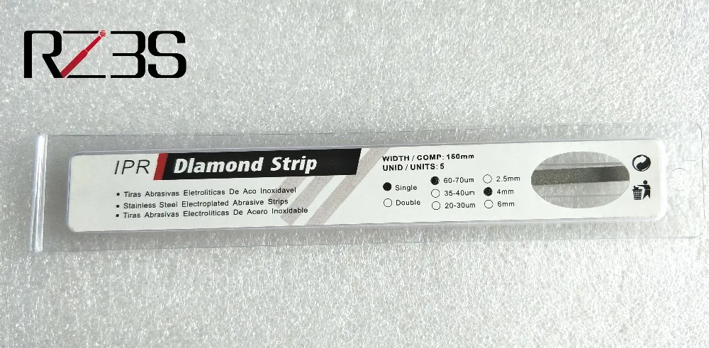 Tiras abrasivas de diamante IPR de acero inoxidable para ortodoncia, ranuradas dentales, grano medio de 2,5 MM,4 MM, 6MM (lado simple/doble)