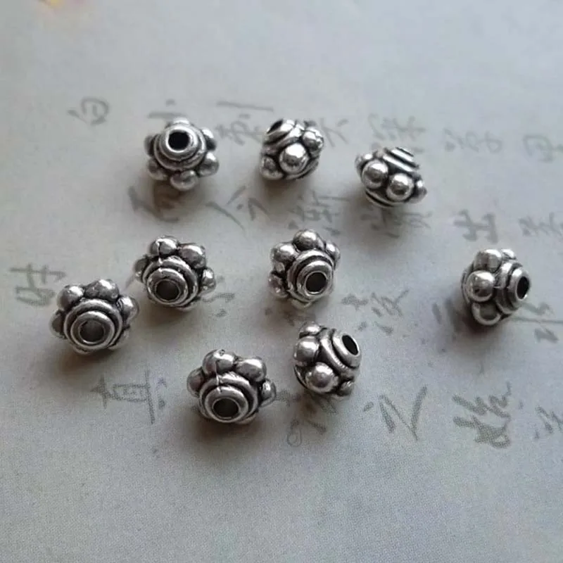 100pcs/lot Flower Shape Loose Metal Beads 5mm Tibetan Silver Beading Charms Spacer Beads DIY Women Jewelry Making Materials