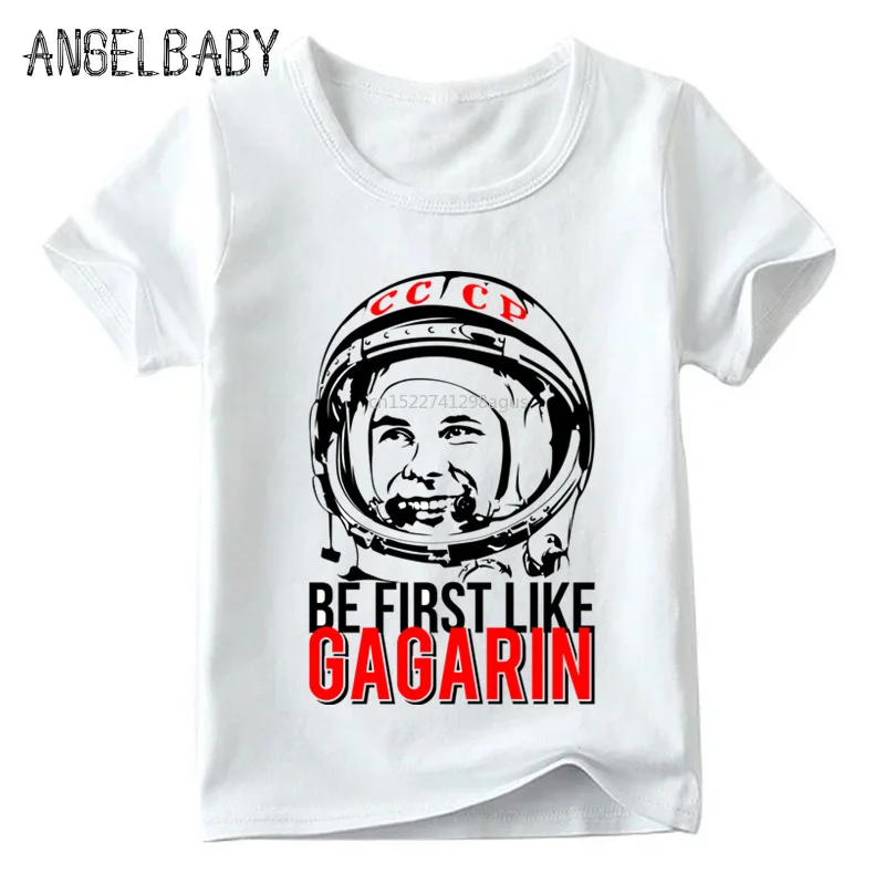 

CCCP USSR Gagarin Print Boys T shirt Kids The Soviet Union Russia Space T-shirt Baby Girls Summer Short Sleeve Clothes,HKP2437