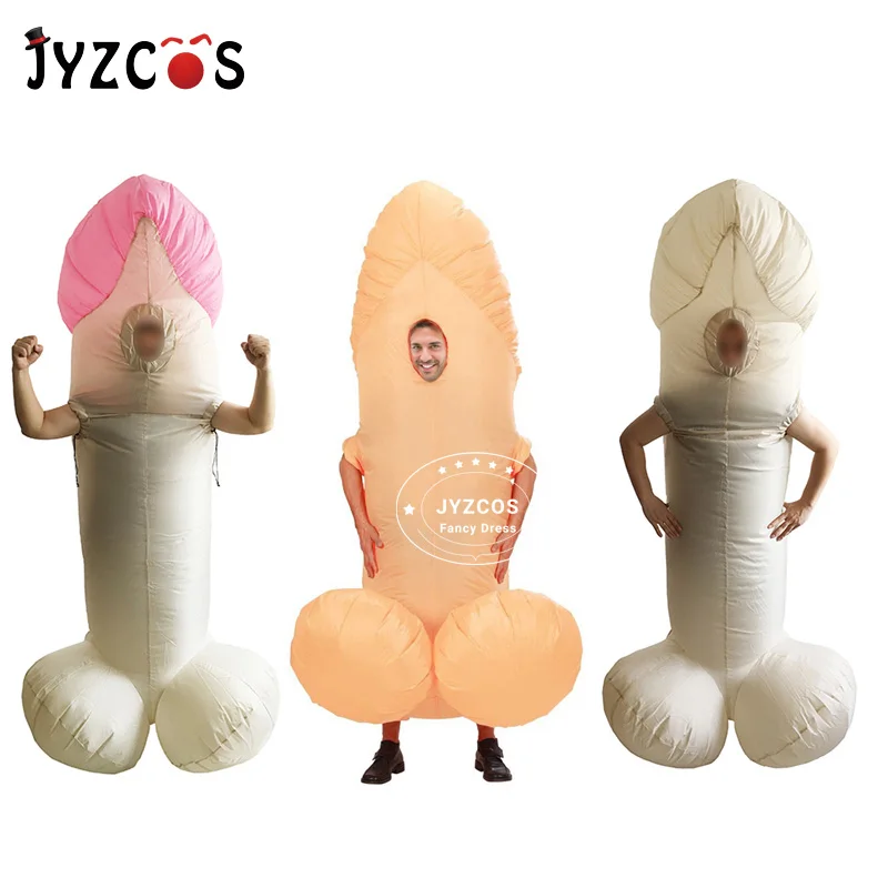 JYZCOS Adult Sexy Inflatable Willy Cock Dick Costumes Mister Safety Condoms Cosplay Suits Penis Fancy Dress Outfits disfraces