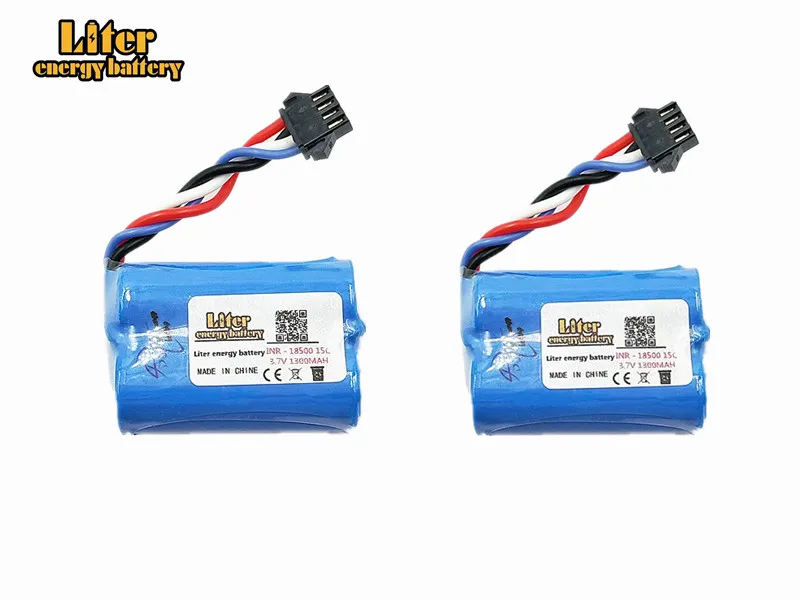 2pcs Upgrade 3.7V 1300mAh 18500 Lipo battery For UDI 001 UDI001 Huanqi 960 Remote control boat speedboat With SM-4P Plug