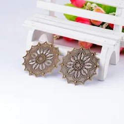 Free shipping 10Pcs Antique Tone Filigree Round Wraps Connectors Metal Crafts Gift Decoration DIY Findings 43mm F0451