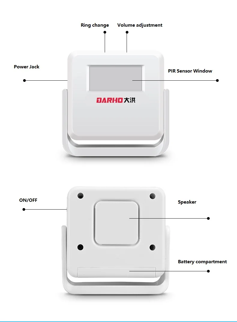 Darho-timbre de bienvenida inalámbrico, timbre de alerta para visitantes, alarma, Sensor de movimiento PIR para entrada de tienda, timbre de puerta de seguridad infrarrojo