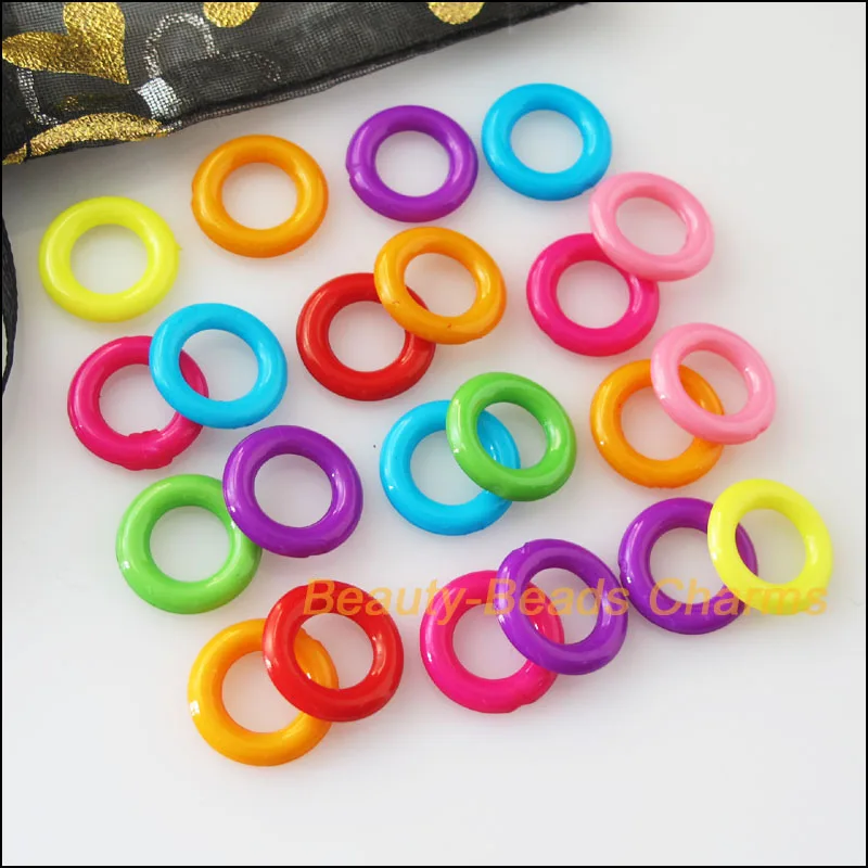 150Pcs Mixed Plastic Acrylic Round Circle Spacer Beads Charms 14mm