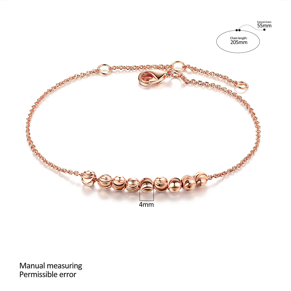 Simple Style Anklets For Women 8 Bead Rose Gold Color/ Silver Color Fashion Brand Vintage Jewelry Anti Allergy DWA020M