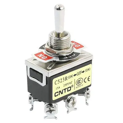 

C523R DPDT 3-позиционный кулисный переключатель с мгновенным включением/выключением AC250V 15A