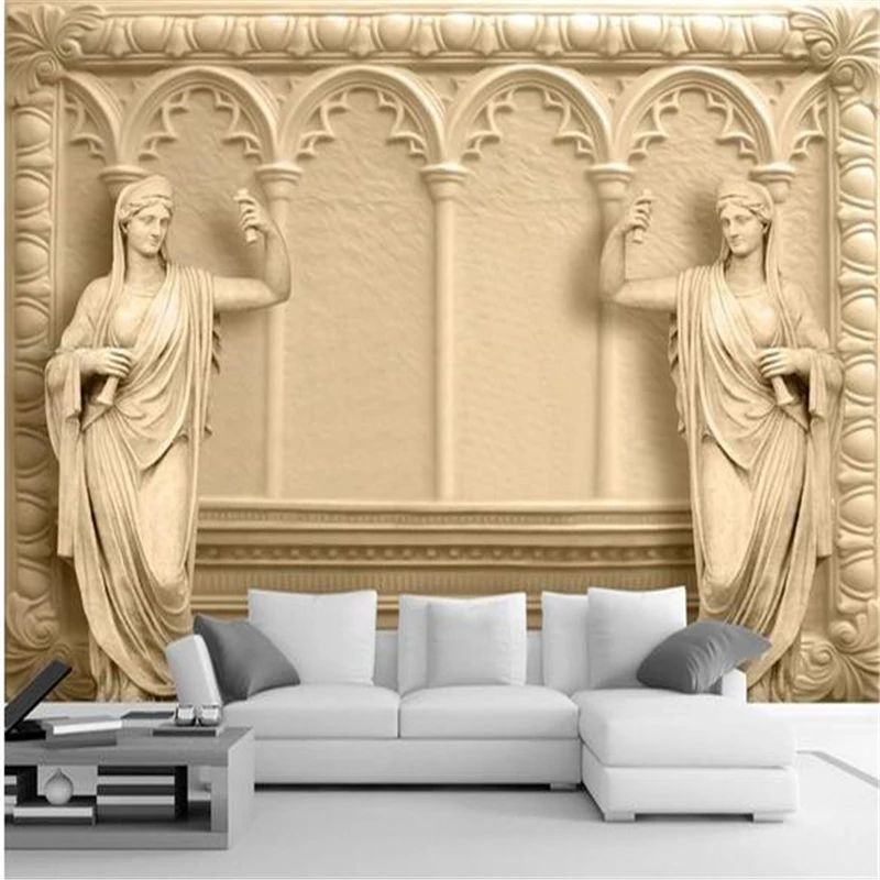 Customize 3D Wall Paper European Luxury Villas Pattern Bedroom Decorative Vinyl Fabric Adhesive Sticker for TV Backdrop