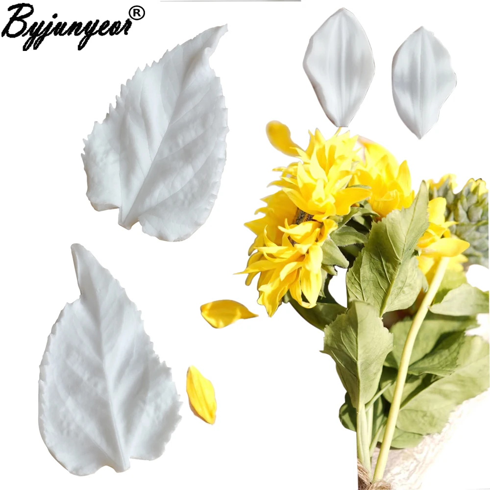 NEW Large Sunflower Leaf Veiners Silicone Molds Fondant Sugarcraft Gumpaste Resin Clay Water Paper Art Flower Cake Decorat CS370