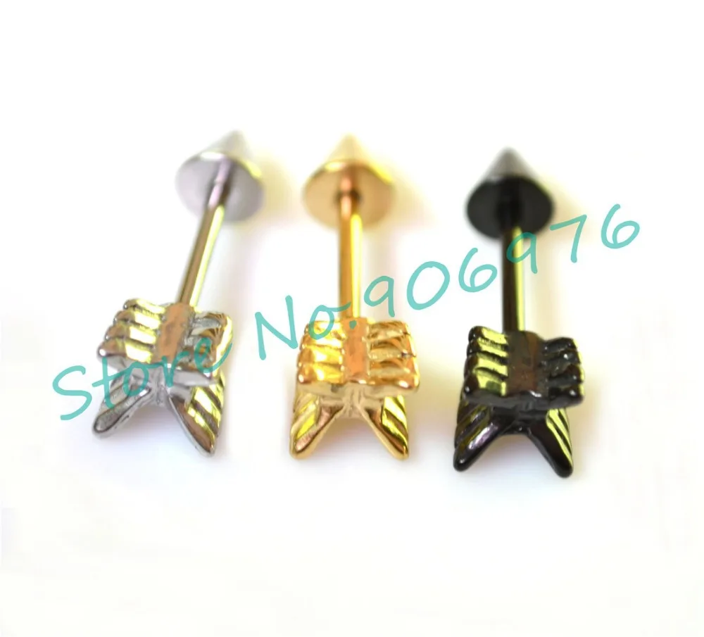 

Punk Earring Ear Stud Ring Men Body Black Stainless Steel Cool Cone Screw
