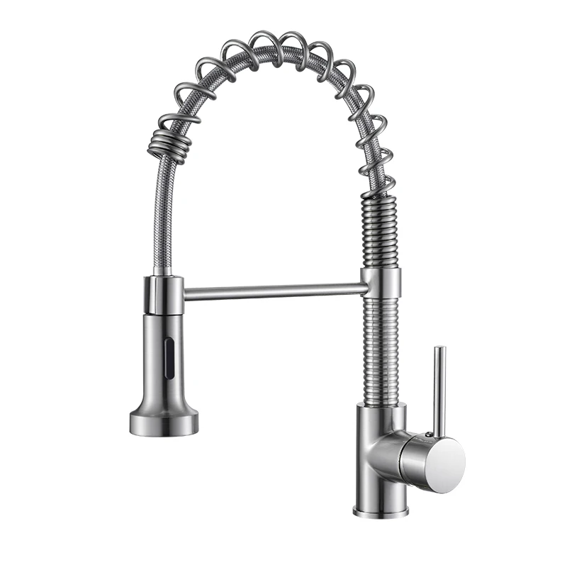 Tuqiu Spring Pull Out Kitchen Faucet  Nickel Pull Down Kitchen Sink Faucet luxury Hot & Cold Total Brass Kitchen Mixer tap