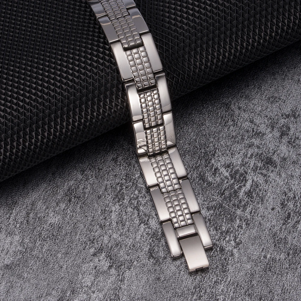 Vinterly Therapeutic Magnetic Bracelet for Men Hand Chain 13mm Health Energy Germanium Satinless Steel  Jewelry Male Waterproof