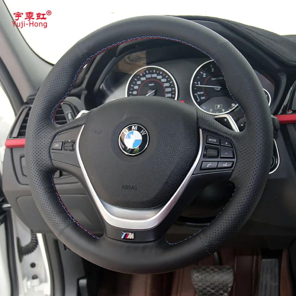 Yuji-Hong Artificial Leather Car Steering Wheel Covers Case for BMW 320i M135i 2013 320D 335i 328i F20 F30 Hand-stitched Cover