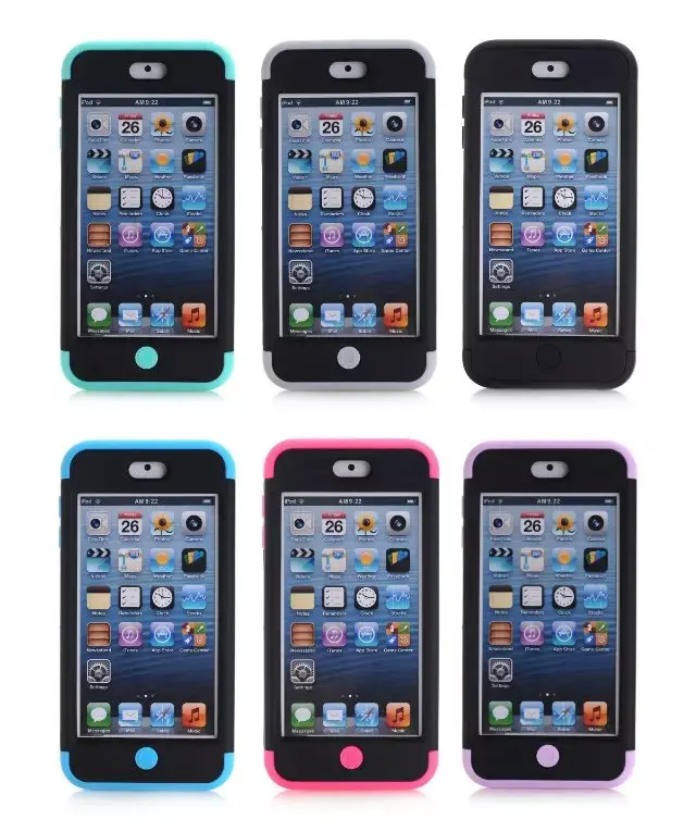 black shockproof anti-shock hybrid hard cover case for ipod touch 6/touch 5/touch 7