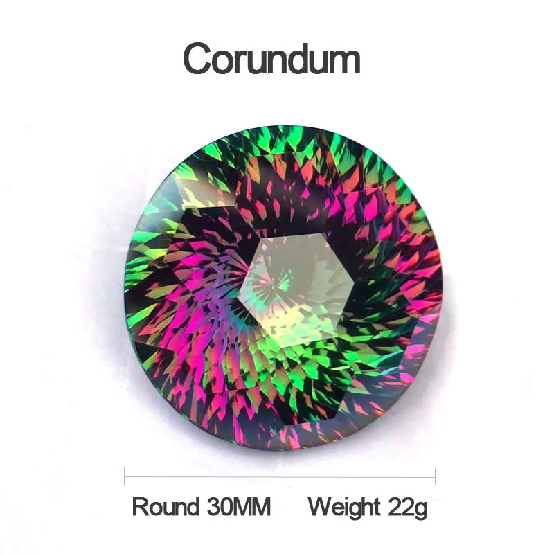 CSJ Big Stone 30MM Created Corundum Round  Concave Cut Loose Gemstone For Diy Fine Jewelry 925 Silver Mounting or Acticle Table