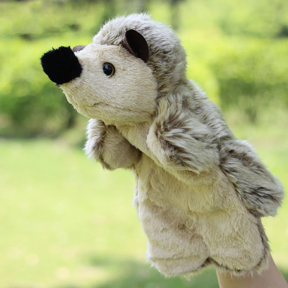 Animal en peluche kasgehog pour enfants, marionnette à main en peluche