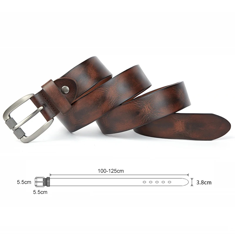 MEDYLA cinturón de moda para hombre de cuero Natural de alta calidad hebilla de acero cepillado resistente cinturón de hombre adecuado para Jeans