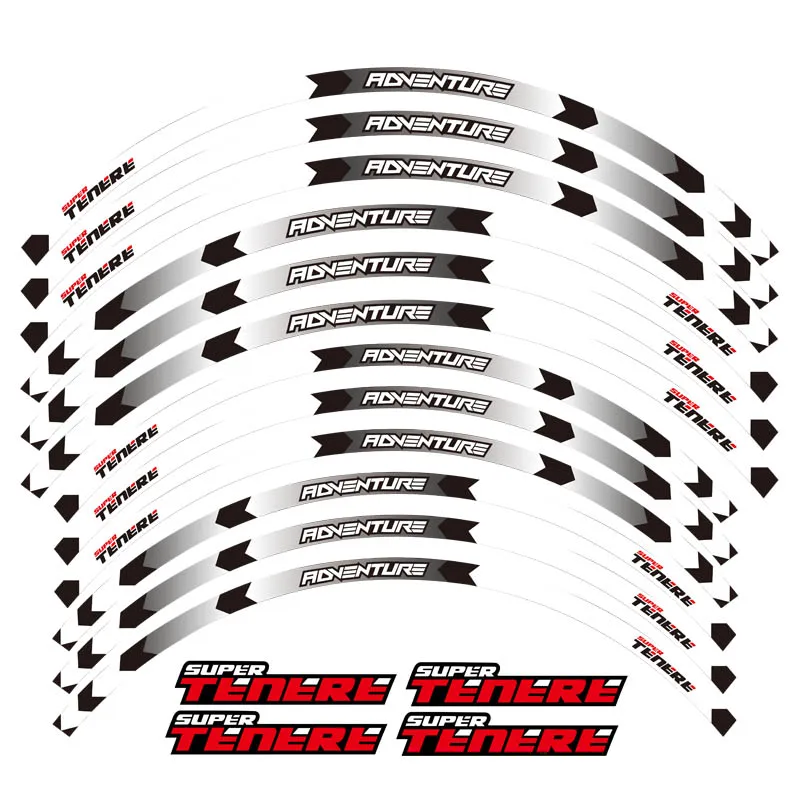 Adesivo ruota moto anteriore e posteriore 12 pezzi adesivo esterno per YAMAHA XT1200Z ZE SUPER TENERE XT1200Z SUPER TENERE RAID EDITION