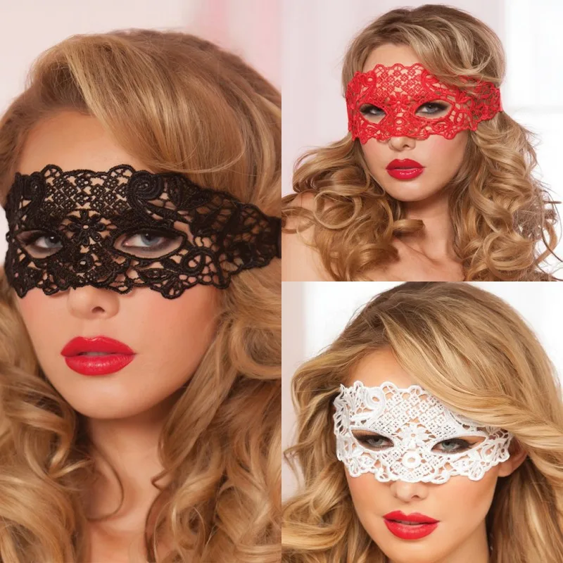 Porn Sex Lingerie For Woman Black/White/Red Hollow Out Lace Eye Mask Halloween Party Sexy Costumes Erotic Toys For Adults