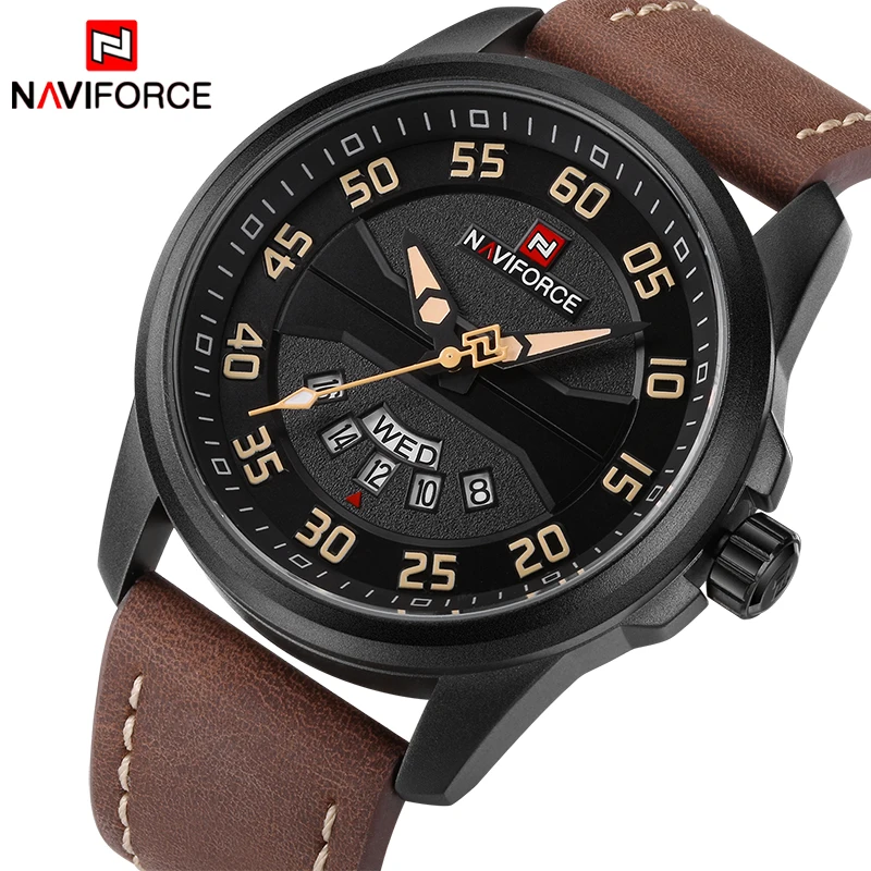 Mens Watches Top Brand NAVIFORCE Luxury Date Quartz Watch Man Leather Sport Army Military Wristwatch Men Clock Relogio Masculino