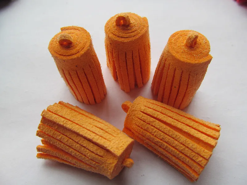 Free Shipping 10pcs 33mm Handbag Tassels,DIY Accessories, Shine Orange Korean Fleece Suede Cord,Chamois Macrame Bag Component