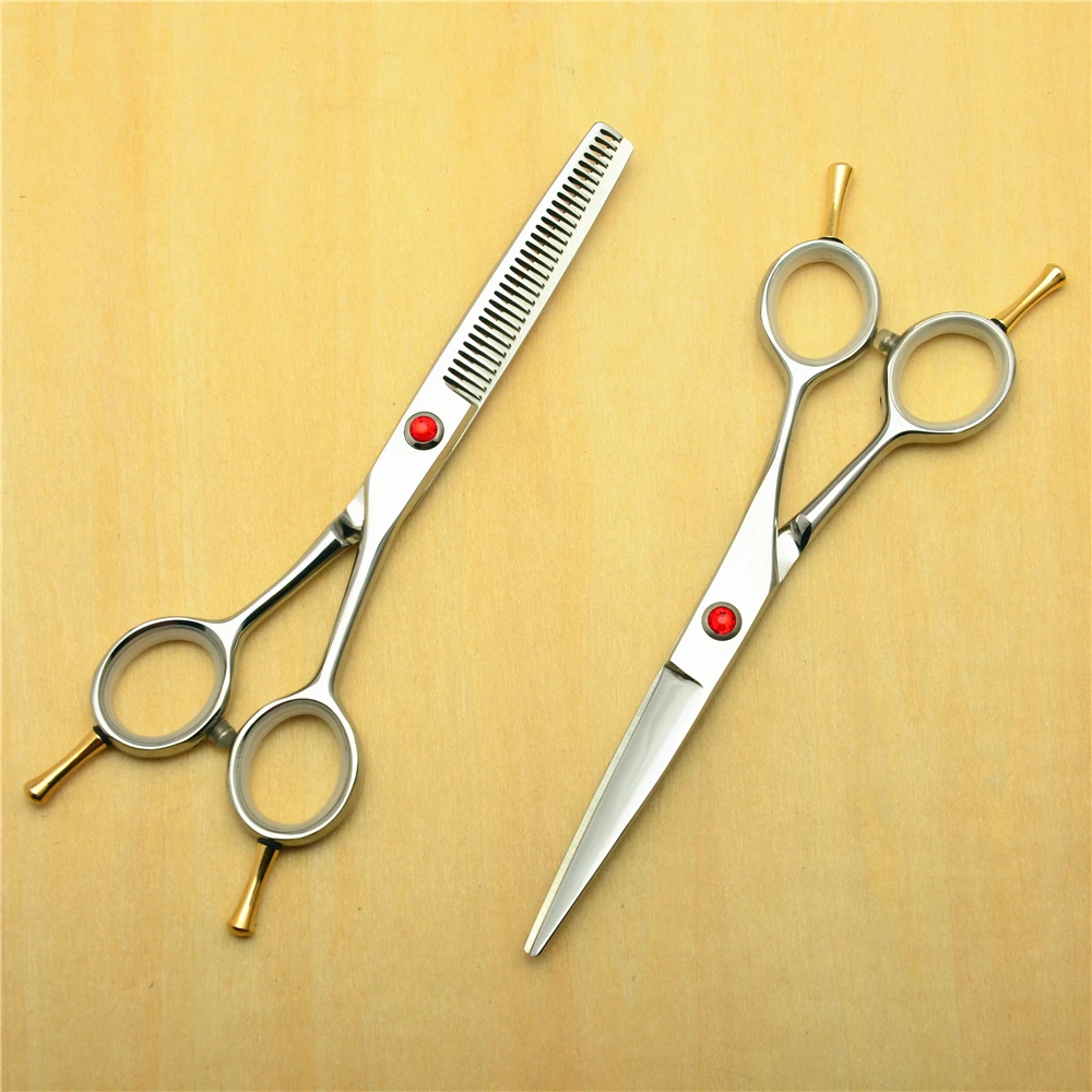 2Pcs 1012C 5.5'' 16cm Customized Logo Silvery Hairdressing Scissor 440C Cutting Thinning Shears Professional Human Hair Scissors