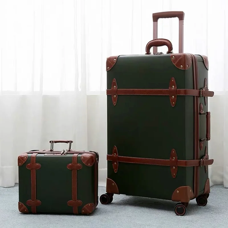 Hot!New Retro soild color Travel Bag Rolling Luggage sets,12\