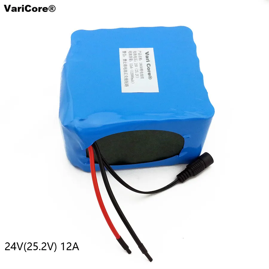 VariCore 24V 6s 4A 6A 8A 10A 18650 akumulator 25.2V 12Ah akumulator litowo-jonowy do akumulatora rowerowego 350W E rower 250W silnik + ładowarka