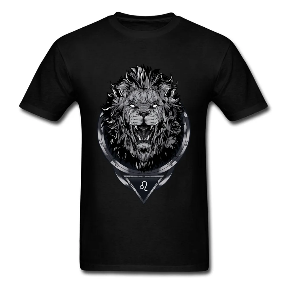 Crazy Lion Print Fashion Black Man's T-shirt Retro Style Cartoon Painting Design Father's Day Cool Gift Top Tee Shirt