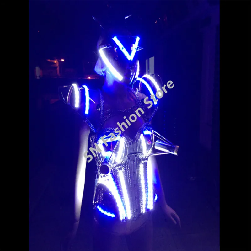 WX10 Singer cold fireworks clothes dance ballroom dresses led  lighted dj sexy costume ballroom cosplay catwalk stage wears