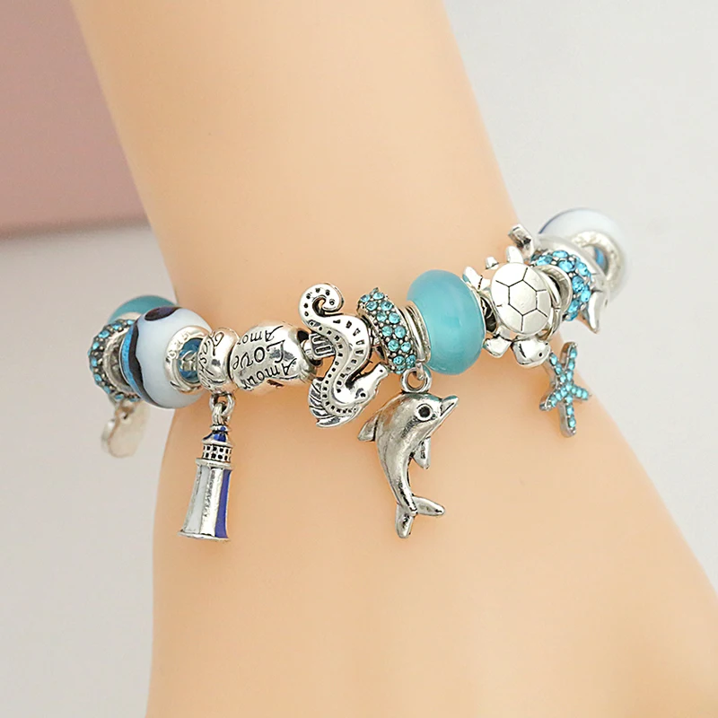 Classic Dolphin Charm Bracelets & Bangles for Women, Gift