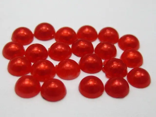 

2000 Red Half Pearl Bead 4mm Flat Back Round Gems Scrapbook Craft