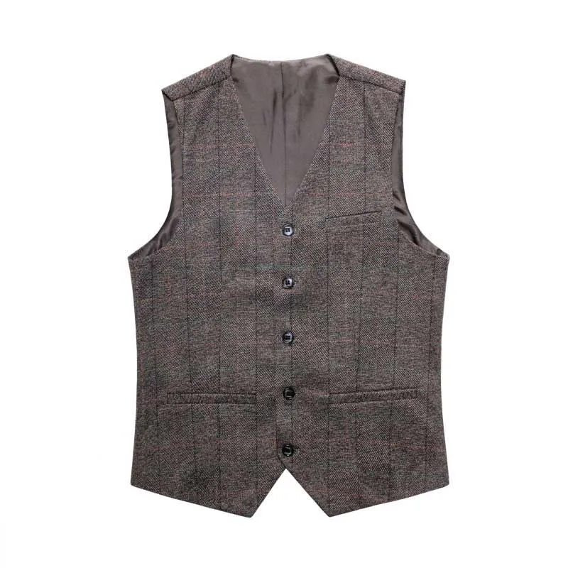 Classic Vest Collections Men Vest for Suit England Retro Plaid Waistcoats Casual Slim Wedding Vests Man Clothing