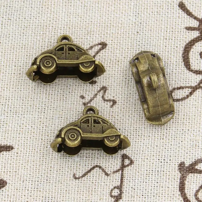 10pcs Charms 3D Car 23x15mm Handmade Craft Pendant Making fit,Vintage Tibetan Bronze Silver color,DIY For Bracelet Necklace