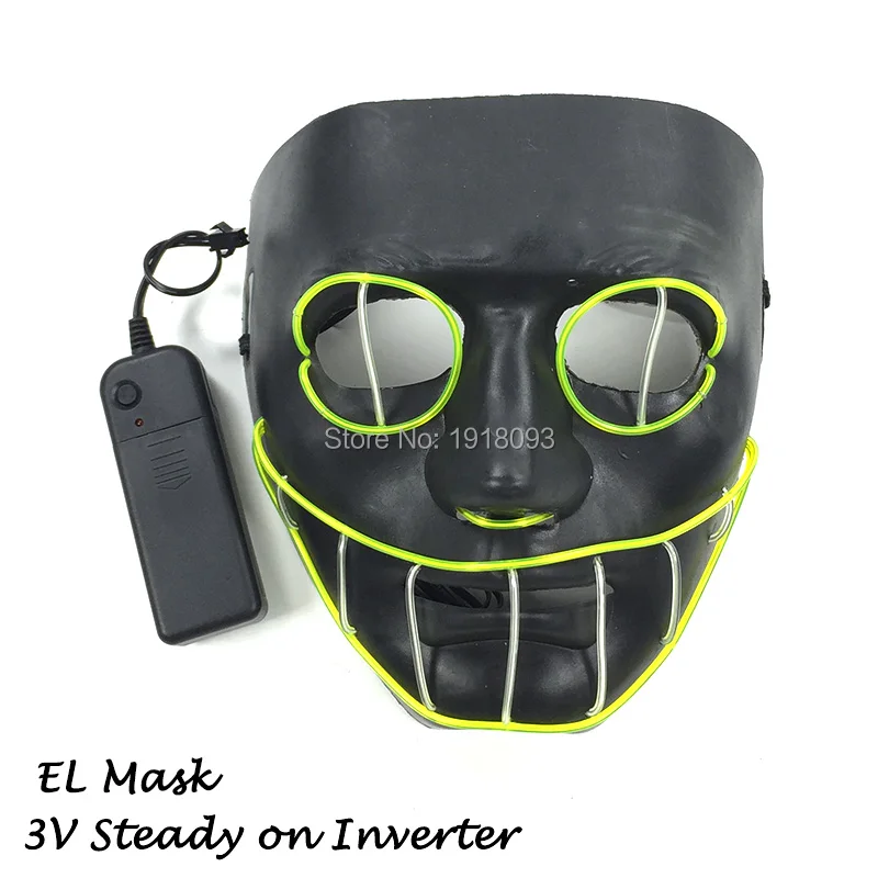 New EL Wire Mask Neon Light uo Mask LED Mask for Halloween Holiday Lighting Party and Horror Party Cosplay Series Mask