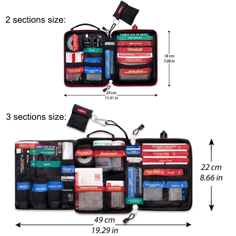 Imagem -02 - Portátil Car First Aid Kit para Caminhadas Camping Resgate ao ar Livre Kit de Sobrevivência de Emergência Kits Médicos Completos Home Trauma Bolsa s m l