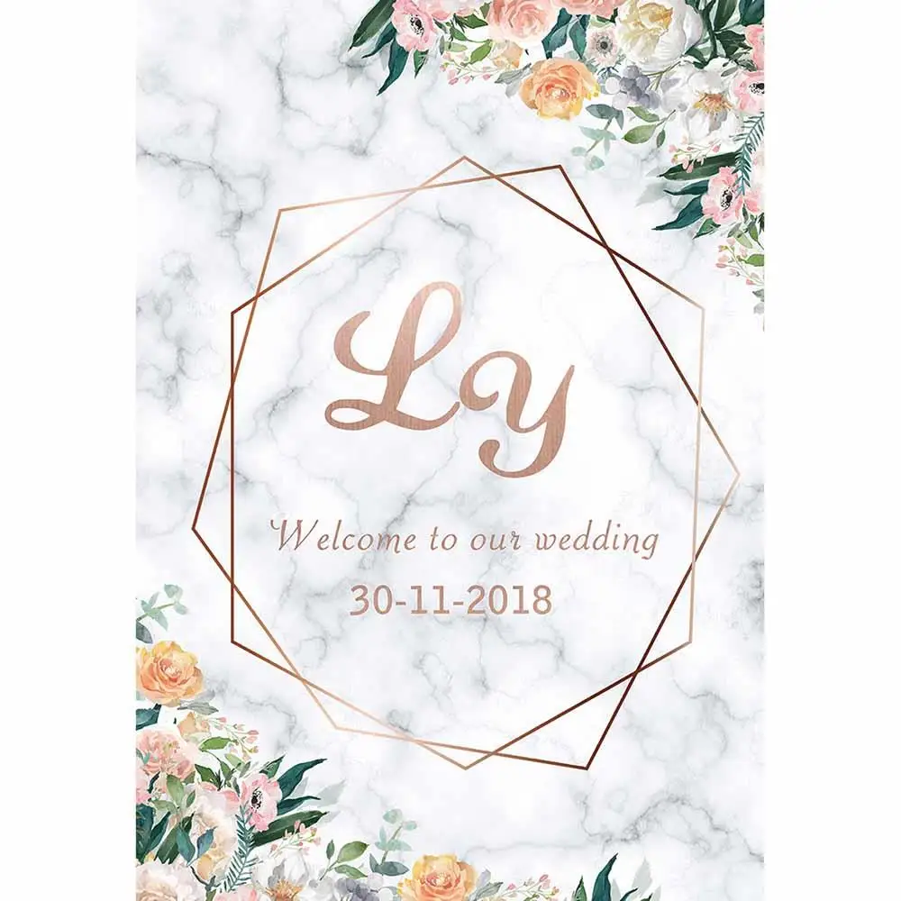 Allenjoy background for photo shoots wedding theme love marble purity golden frame flowers rose photography backdrop photo props