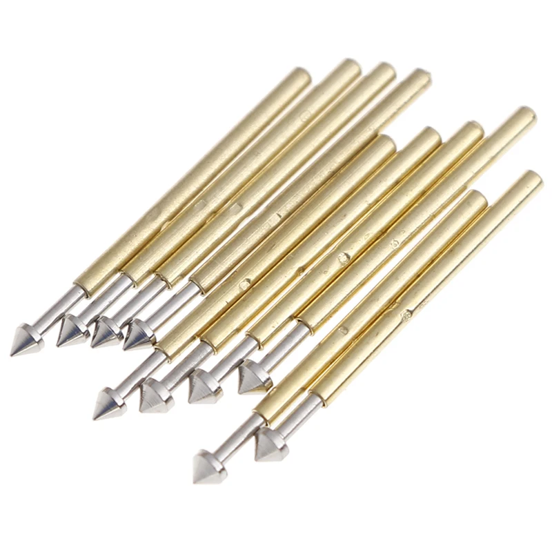 100pcs P75-E2 / P75-E3  Spring Test Probe Pogo Pin 1.3mm Conical Head Gold Plated 1.0mm Thimble